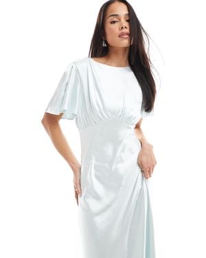 Six Stories Bridesmaid Empire Waist Satin Maxi Dress - White
