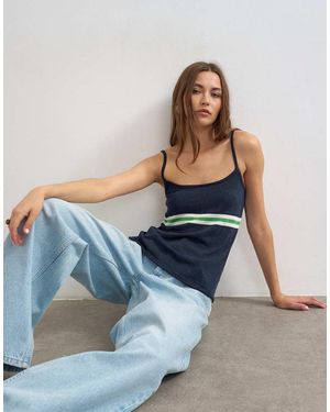 TOPSHOP Knitted Stripe Tank Vest - Blue