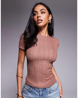 River Island Camiseta Marrón Con Diseño Encogido De Tejido Texturizado De