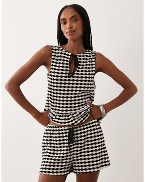 ASOS Crochet Jersey Short Co-ord - Black