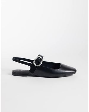 Calvin Klein Bailarinas Negras Destalonadas Cuadradas-Negro - Blanco