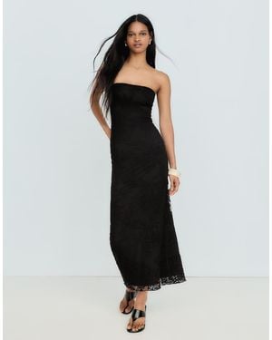 Bershka Rustic Bandeau Midi Dress - Black