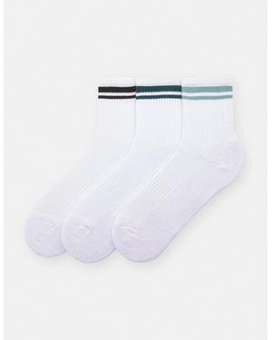Pull&Bear Pack Of 3 Pairs Of Striped Socks - White