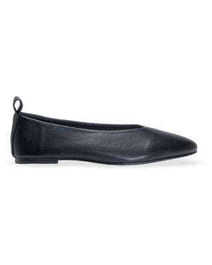 SEQWL Ballet Flats Pointed Toe Court Shoes With Pull Tab Detail - Blue