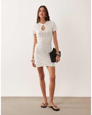 Mango Knitted Mini Dress - Natural