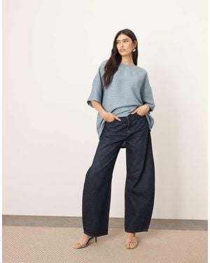 ARRANGE Oversized Textured Boxy Woven T-shirt - Blue
