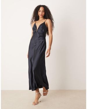 Mango Vestido Lencero De Satén De - Azul