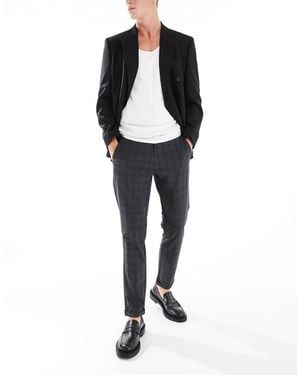 Jack & Jones Chequered Belted Tailored Trousers - Black