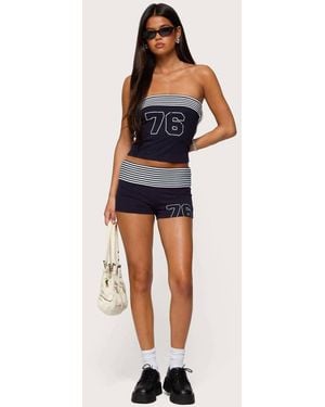 Edikted 76 Stripey Fold Over Tube Top - Blue