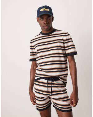 ASOS Gebreid Gestreept T-Shirt, Deel Van Co-Ord Set - Zwart