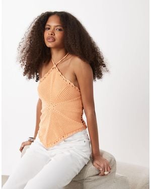 Mango Teen Crochet Flower Halterneck Top - Pink