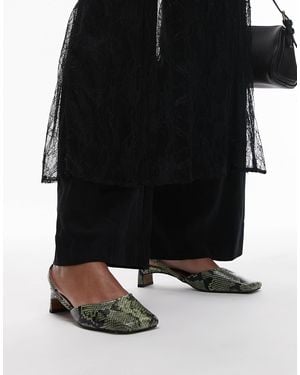 TOPSHOP Diana Square Toe Mid Heeled Shoes - Black