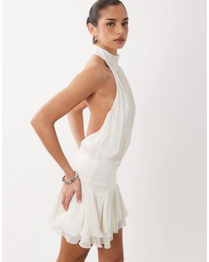 Gina Tricot Halter Neck Frill Mini Dress - White