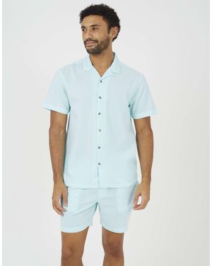 Brave Soul – seersucker-shorts - Blau
