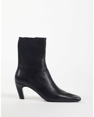 ASOS Rumi leder-stiefeletten mit eckiger zehenpartie und absatz - Schwarz