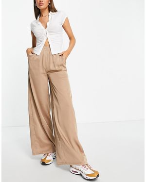 Urban Classics Wide Leg Satin Trousers - White