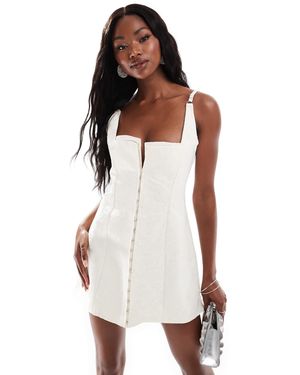 Murci Clasp Detail A Line Ultra Mini Dress - White