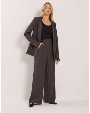 Long Tall Sally Pinstripe Wide Leg Trousers - Brown