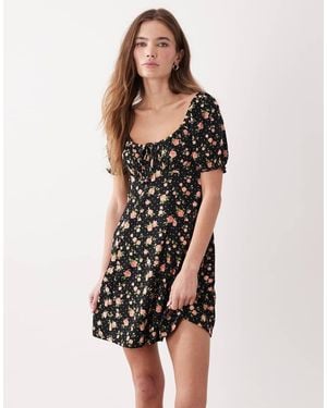 New Look Ditsy Floral Mini Dress - Black