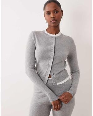 The Frolic Exclusive Cotton Contrast Trim Button Through Cardigan - Grey