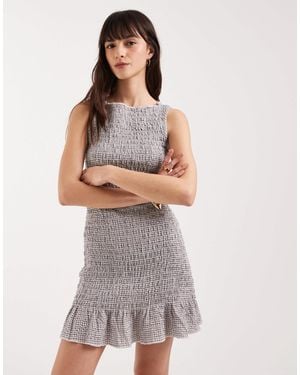 JJXX Mini Check Smock Dress - Gray