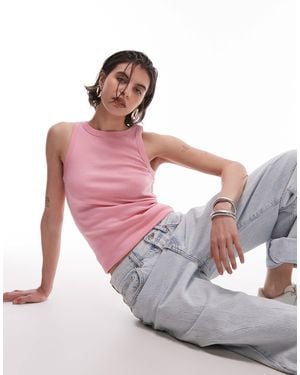 ARKET Ribbed Jersey Tank Top - Pink