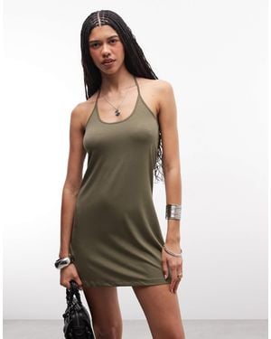 Weekday Halter Neck Mini Dress - Green