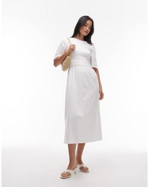 & Other Stories Jersey Midaxi Dress With Ruche Corset Detail - White