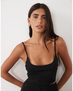 ASOS Ensemble 2 pièces top court caraco à strass thermocollés - Noir