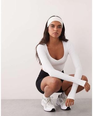 4505 Sweetheart Neck Long Sleeve Top - Natural