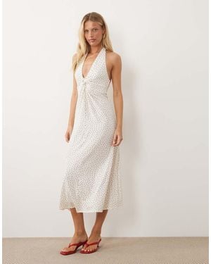 Mango Halterneck Midi Dress - Natural