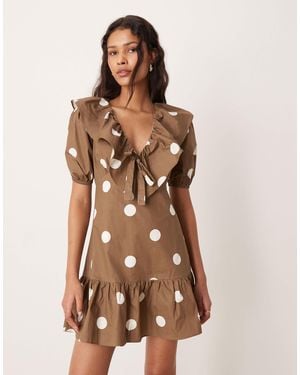 Glamorous Big Collar Mini Dress - Brown