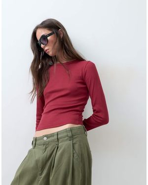ASOS Rib Crew Neck Long Sleeve Top - Red