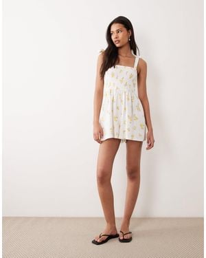 Miss Selfridge Tie Shoulder Playsuit - Natural