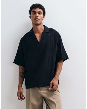 ASOS Oversized Overhead Broderie Shirt - Black