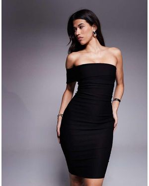 Vesper Bardot Bodycon Midi Dress - Black