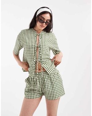 Daisy Street Pull On Boxer Style Shorts - Green