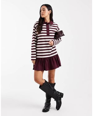Miss Selfridge Striped Rugby Shirt Dress - Red