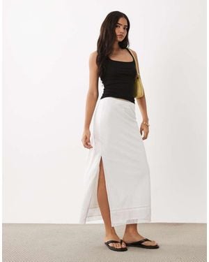 Mango Linen Mix Maxi Skirt - White