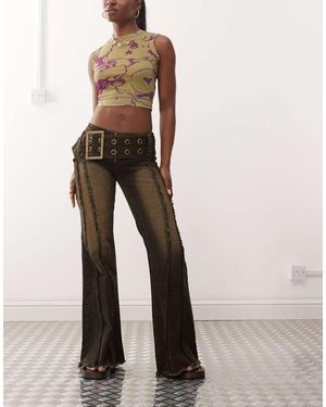 Minga London Belted Flare Jean - Natural