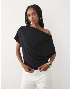 Abercrombie & Fitch One Shoulder Asymmetrical Slinky Top - Black