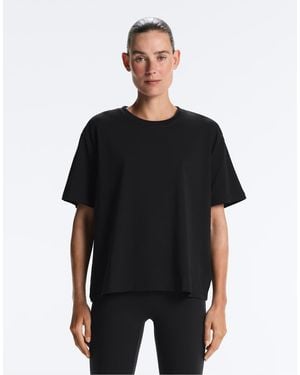 Oysho Boxy Short Sleeve Cotton Blend T-Shirt - Black