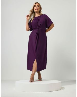 Yours Clothing Knot Front Maxi Dress - Purple