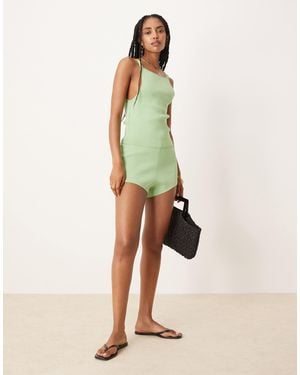 ASOS Co-ord Structured Knit Micro Shorts - Natural