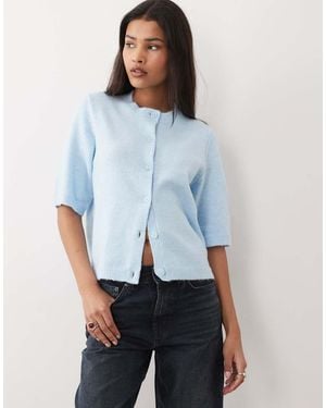 Vila Cardigan A Maniche Corte - Blu