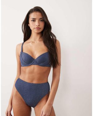 ASOS Riddy Sintra Glitter Rib Padded Push-up Underwire Bikini Top - Blue