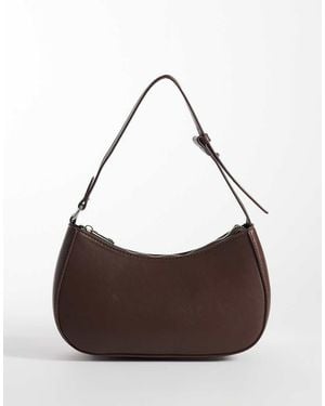 Pieces Bolso De Hombro Marrón Chocolate De Tejido Efecto Cuero