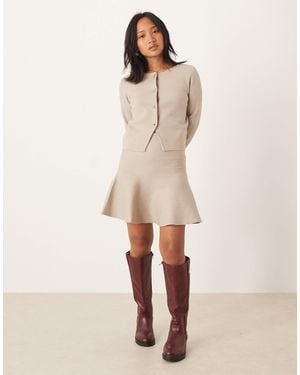 Vila Structured Knit Mini Skirt Co-Ord - Natural