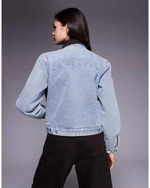 ICECREAM Logo Cropped Workwear Jacket - Blue