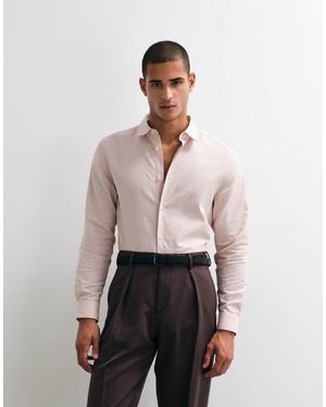 ASOS Regular Fit Smart Linen Blend Shirt - White